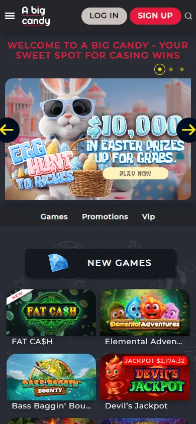 Big Candy Casino home on mobile