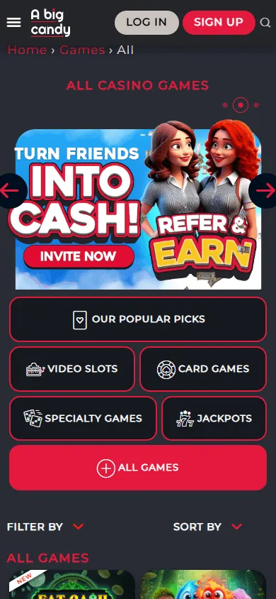 Big Candy Casino games on mobile